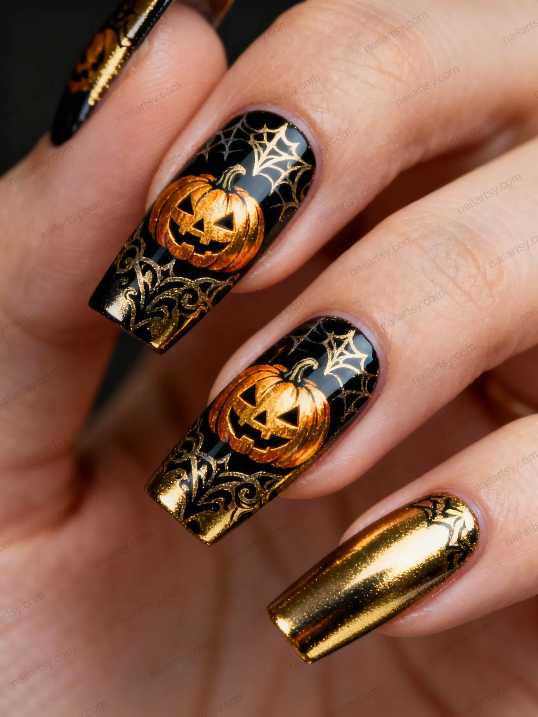 2025 Pumpkin Nail Design #9